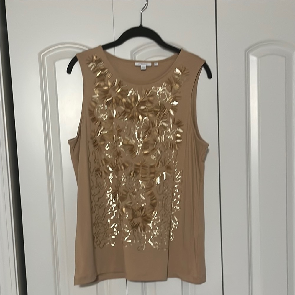 Gold Embellished Sleeveless Top